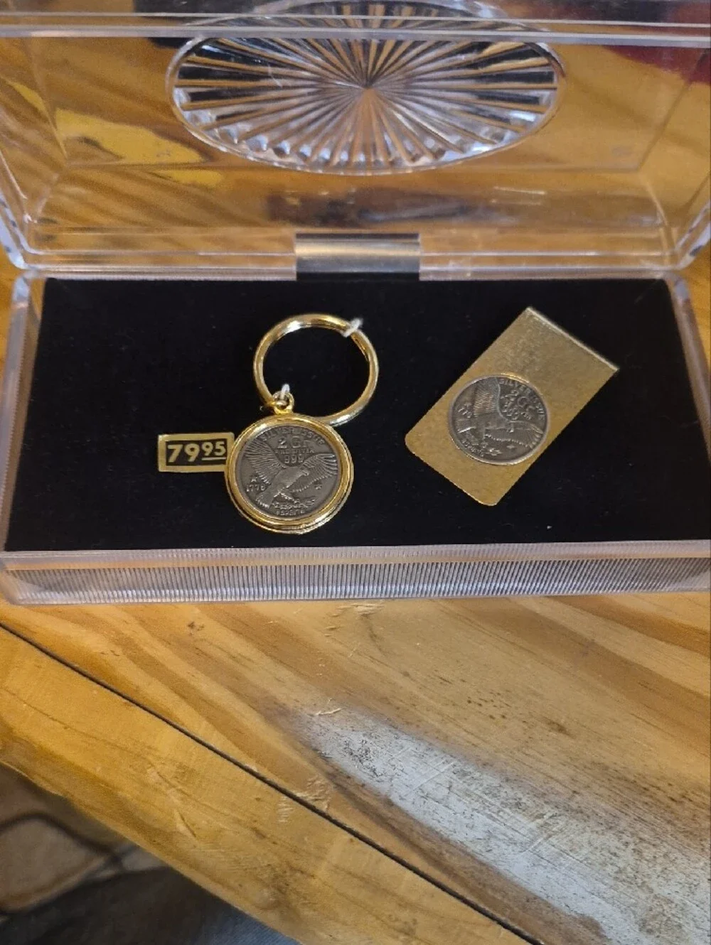 Gold-Tone Coin Keychain - Silver Coin Accent